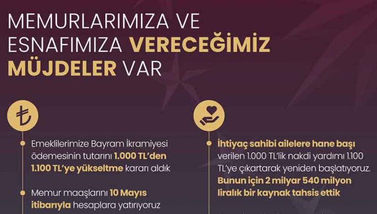 Cumhurbaşkanı Erdoğan'dan Emekli, Memur ve Esnaflara Müjde 1 Cumhurbaşkanı Erdoğan’dan Emekli, Memur ve Esnaflara Müjde